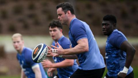 James Ryan catches a pass during Ireland training