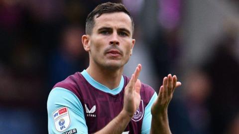 Josh Cullen at the end of the Burnley v Cardiff match in August 