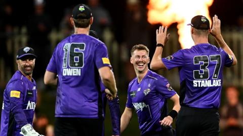 Hobart Hurricanes celebrate a wicket