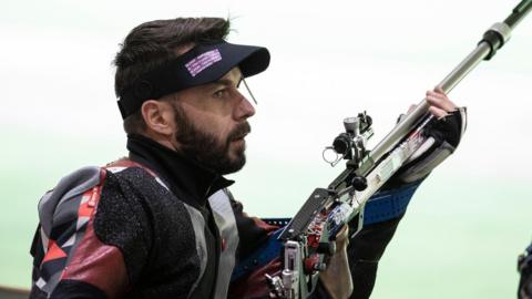 Para-shooter Matt Skelhon in action at the Tokyo Paralympics