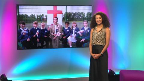 Nina on the Newsround set