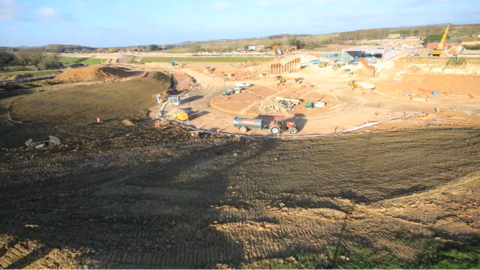 A still of the area being worked on as part of the M27 work in Hampshire.