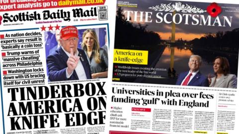 A composite image of the front pages of The Scotsman and Daily Mail newspapers