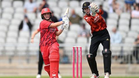 MANCHESTER, ENGLAND - MAY 31: Seren Smale of Lancashire ThunderVitality Blast match between Lancashire Thunder and The Blaze at Emirates Old Trafford on May 31, 2025, Manchester.