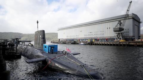 File photo dated 29/09/17 of the Vanguard-class nuclear deterrent submarine HMS Vengeance at HM Naval Base Clyde, Faslane. 