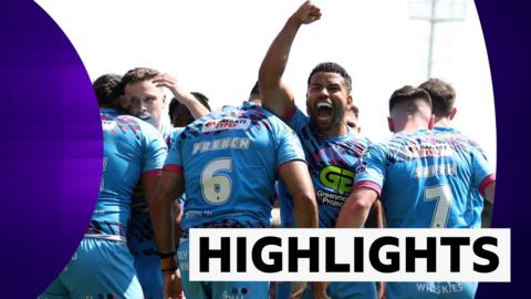 Wigan Warriors celebrate their victory against Hull KR in the Challenge Cup semi-final