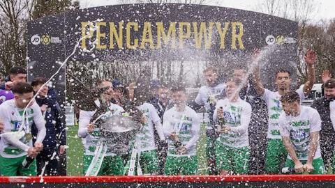 The New Saints celebrate their 2023-24 Cymru Premier title