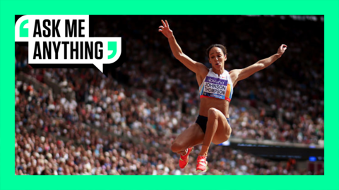 Katarina Johnson-Thompson competing in the long jump heptathlon event 