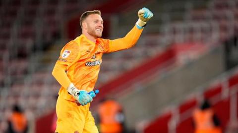 Southampton goalkeeper Daniel Peretz celebrates