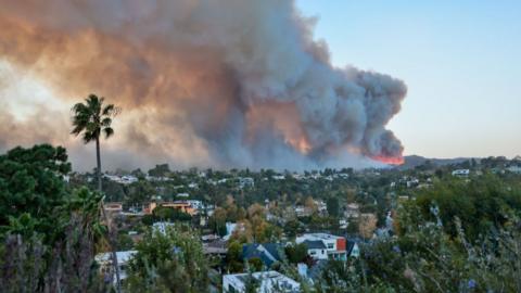 Clouds of smoke over area of Los Angeles