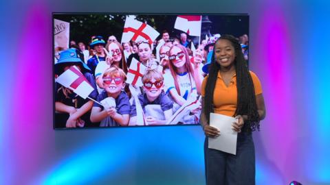 Emma-Louise on the Newsround set