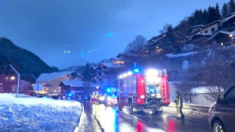 Emergency services respond to a major avalanche in an Austrian ski resort