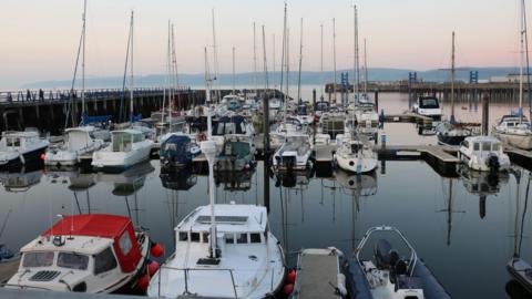 A view of the current marina in Stranraer with dozens of boats moored