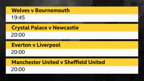 Wednesday's Premier League fixtures