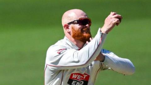 Lloyd Pope prepares to bowl