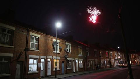 Fireworks lighting up the skies above Leicester during Diwali in 2015
