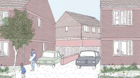 An artist's impression of what the affordable homes will look like