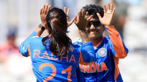 India celebrate a wicket 