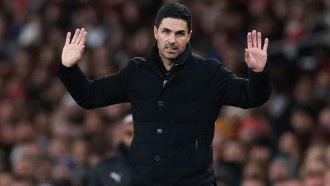 Mikel Arteta during the Premier League match between Arsenal and Brentford