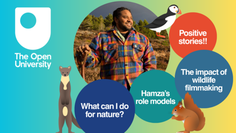 An Open University publicity image featuring Hamza