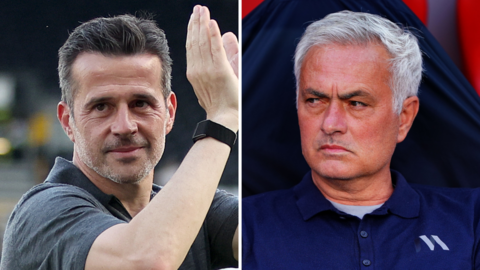 A split picture of Marco Silva and Jose Mourinho