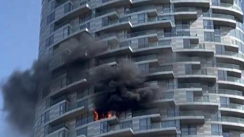 Close-up of the flat on fire