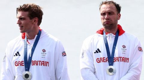 Tom George and Ollie Wynne-Griffith (R) were disappointed at missing out on gold