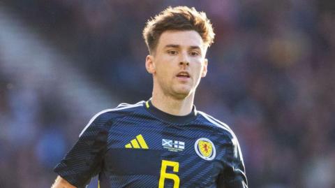 Kieran Tierney in action for Scotland