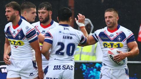 Wakefield Trinity celebrate against Huddersfield Giants