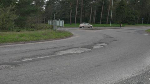 Pothole on road