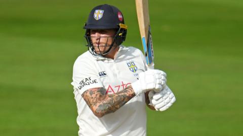 Brydon Carse batting for Durham against Somerset