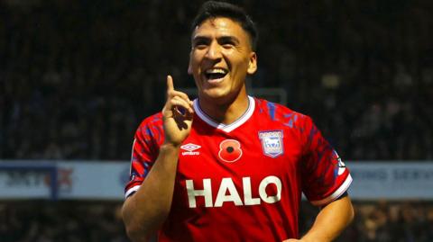 Ipswich midfielder Marcelino Nunez celebrates