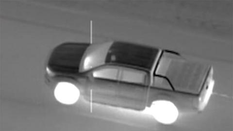 A thermal image of the stolen vehicle taken from a police helicopter 