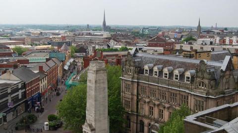 An aeriel view of Preston city centre