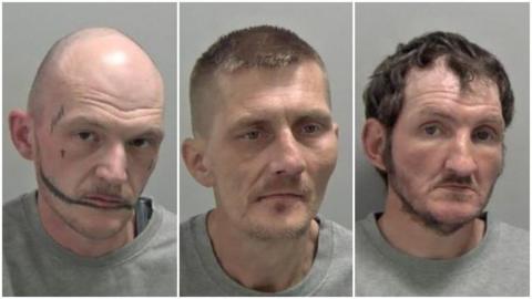 Custody images of Francis Olner, Aleksandrs Gudkovs and Stuart Grant