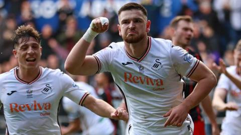 Zan Vipotnik celebrates scoring for Swansea against Blackburn