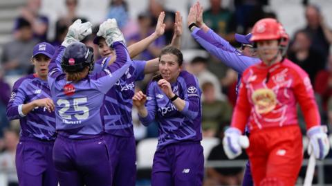 Northern Superchargers celebrate a wicket
