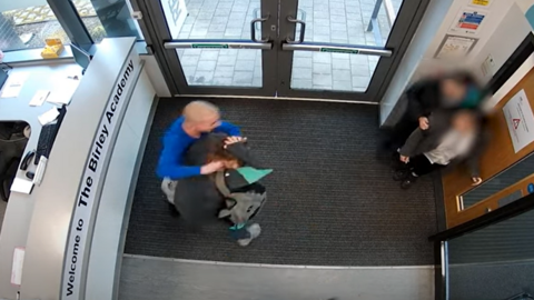 A CCTV image of a reception area