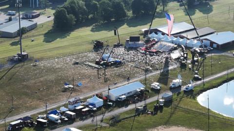 An aerial view of the Butler Farm Show grounds, where Donald Trump survived an assassination attempt