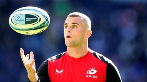 Ben Earl of Saracens during the pre-match warm-up