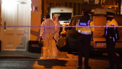 Gardaí and forensic teams at the explosion in Little Britain Street