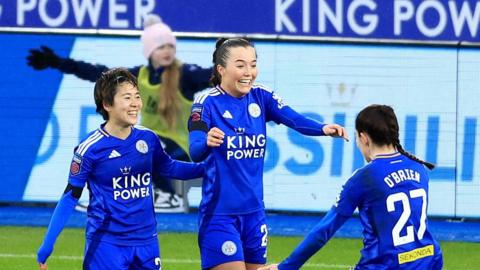 Missy Goodwin of Leicester City celebrates scoring her team's second goal