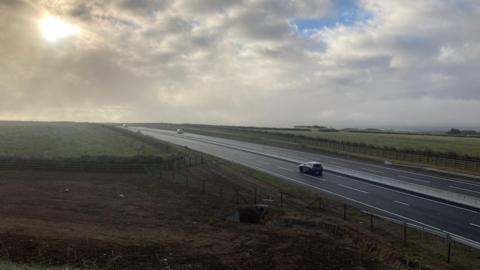 A section of the A30 in early morning on Monday