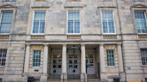 View of the Lewes Crown Court, a courthouse in Lewes, East Sussex, England.
