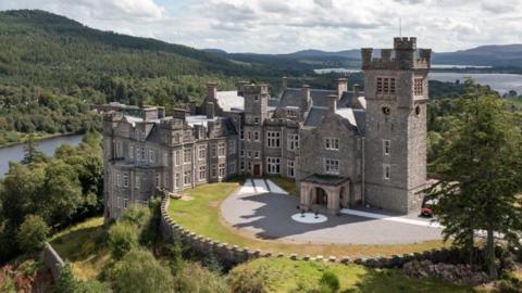 An aerial image of Carbisdale Castle