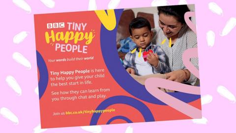 THP Early years professionals postcard - A mum and her son playing with building blocks