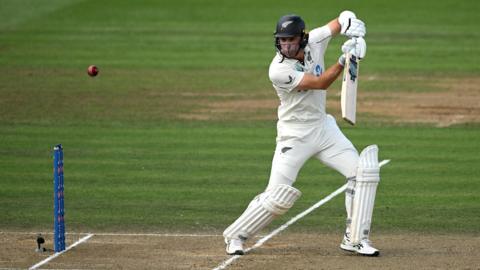 New Zealand opener Will Young plays a shot