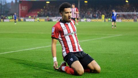 Frankie Okoronkwo celebrates opening goal