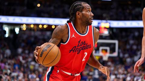 Kawhi Leonard during game two of the Los Angeles Clippers play-off against the Denver Nuggets