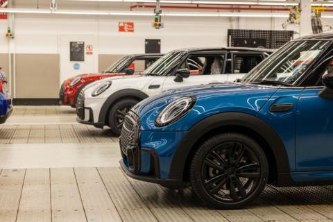 A line of Mini Coopers